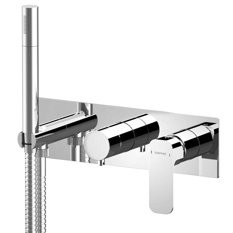 PY52 (50857) SPY podomítková sprchová/vanová baterie s ruční sprchou, 2 výstupy, chrom PY52