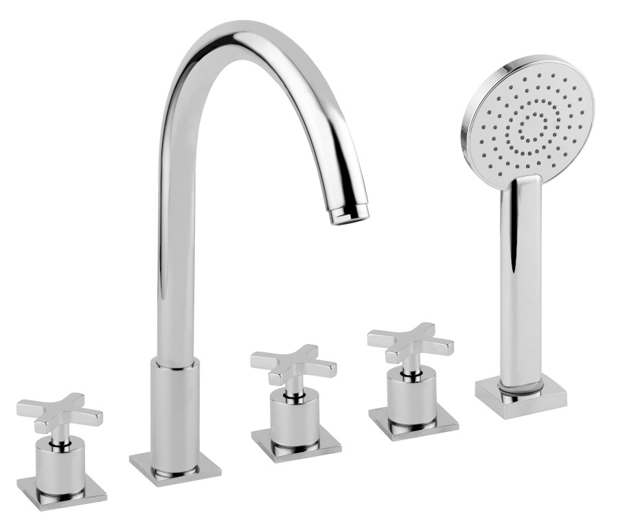 632 (56435) TRAX pětiprvková baterie na okraj vany, chrom 632