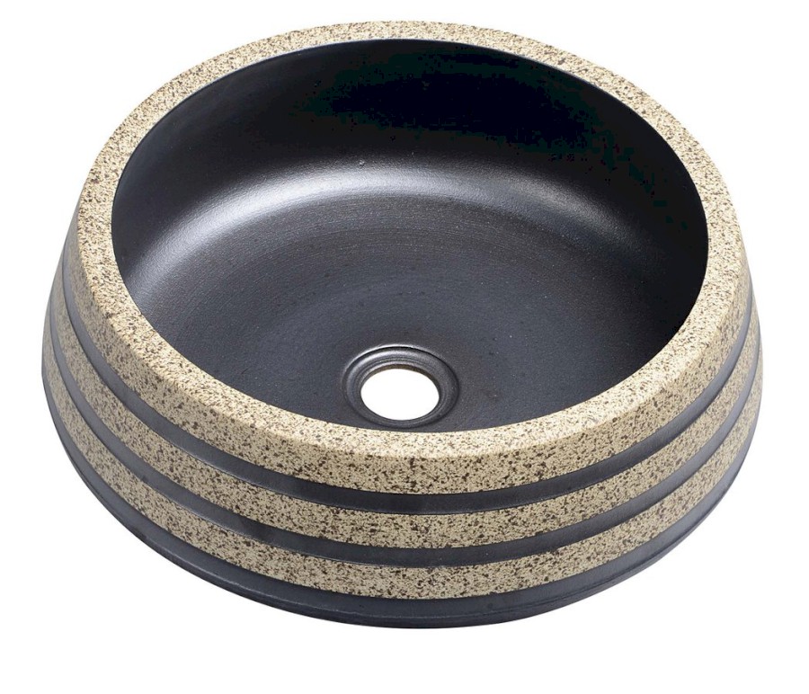 PRIORI keramické umyvadlo na desku, Ø 41cm, černá/kámen PI021