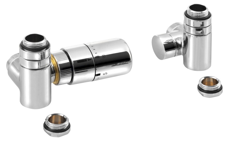 CORNER COMBI připojovací sada ventilů termostatická triaxiální, levé provedení, chrom CP3021S