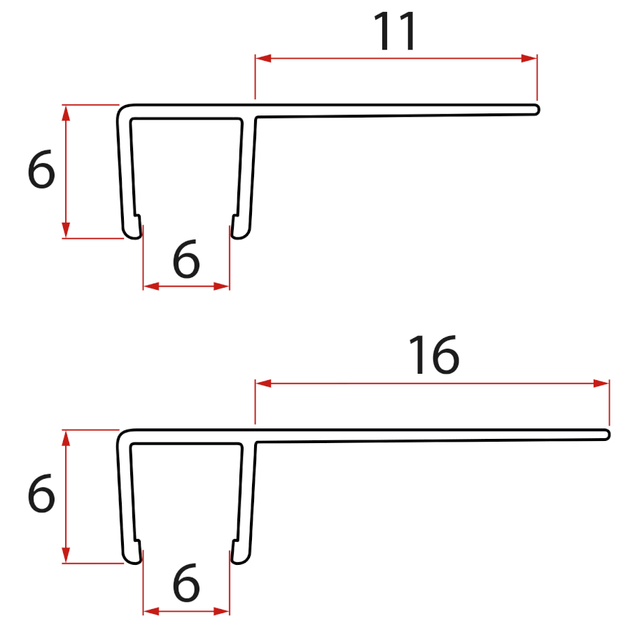 Set svislých těsnění pro sklo 6/6mm, 1900mm NDGS02