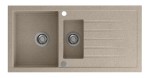 Granitový vestavný dřez s odkapem a vaničkou, 100x50cm, béžová GR1332