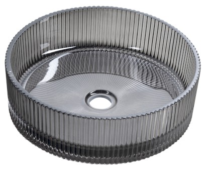 ANHELO skleněné gravírované umyvadlo na desku Ø 39,5cm, černá TY317B