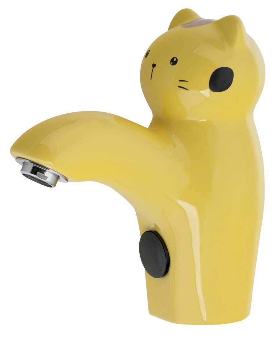 PS402Y (56468) KID Senzorová stojánková keramická baterie 6V DC (4xAA), kočka, žlutá PS402Y