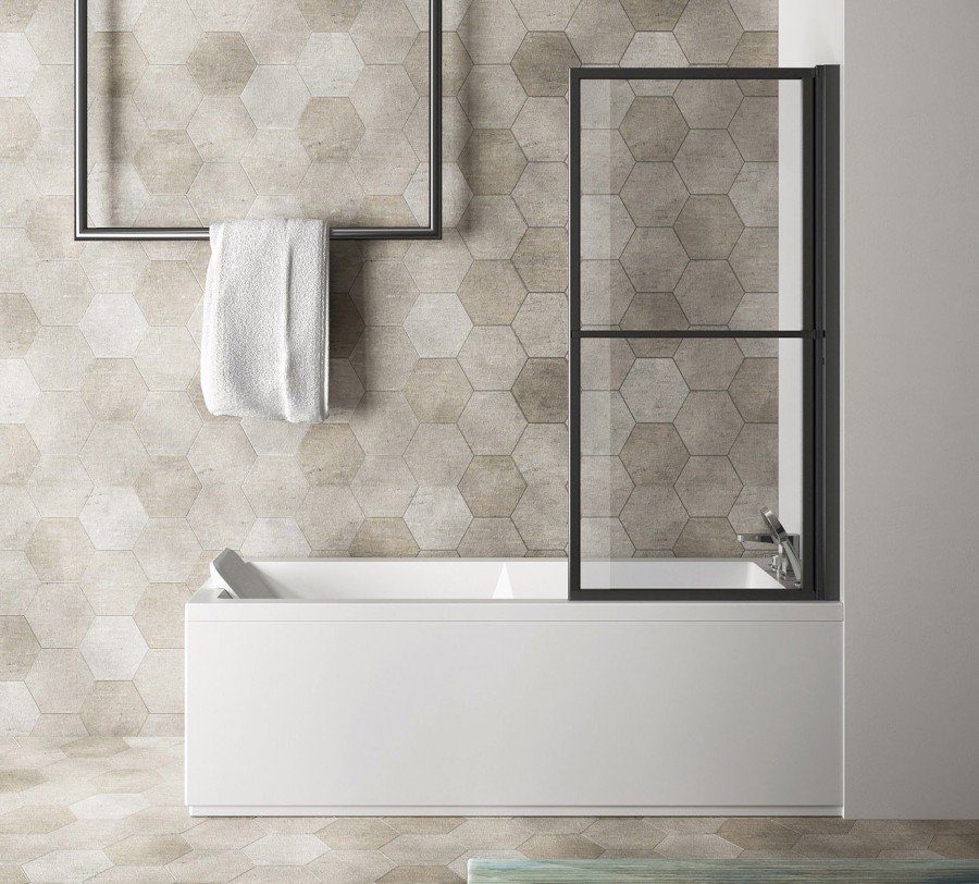 KAGERA vanová zástěna s pneumatickým zdvihem, š. 710mm, černá mat, čiré sklo 30336B