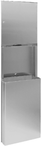 Zabudovaný zásobník na papírové ručníky a odpadkový koš 45l, 438x1371x98mm, nerez mat 12021.SM.S