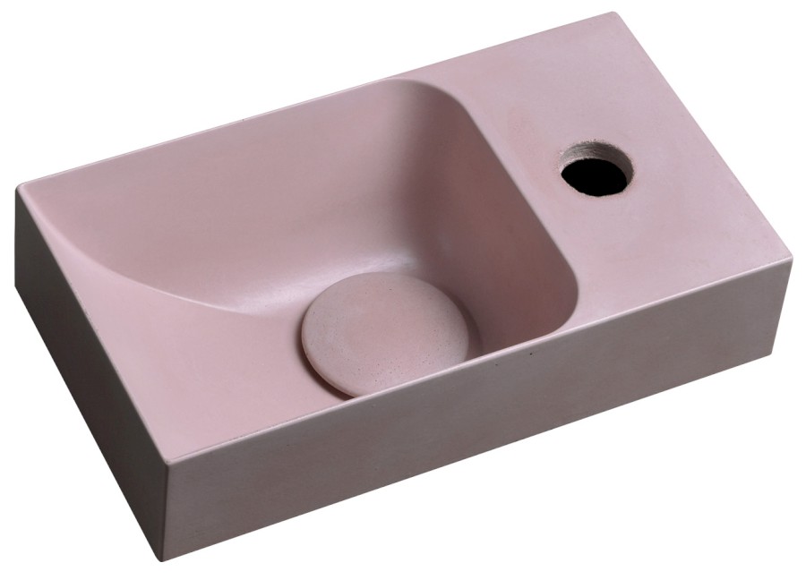 PK30521 (55158) PICCOLINO betonové umývátko 30,8x17cm, baterie vpravo, růžová mat PK30521