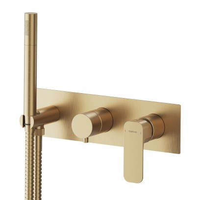 SPY podomítková sprchová/vanová baterie s ruční sprchou, 3 výstupy, zlato mat PY53/19