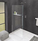MODULAR SHOWER jednodílná zástěna pevná k instalaci na zeď, s otvory na držák ručníků, 900 mm MS1-90-D