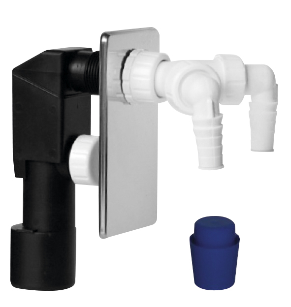 Podomítkový pračkový sifon, 2 přípojky, DN40/50, nerez lesk 168.452.3