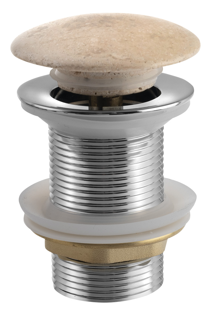 2401-901 (40881) BLOK umyvadlová výpust 5/4“, click-clack, zátka leštěný béžový travertin 2401-901