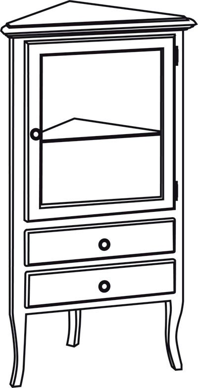 RETRO skříňka rohová 60x120x47cm, starobílá, pravá 1717