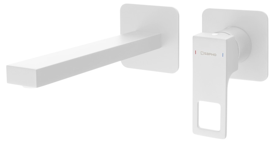 FORATA podomítková umyvadlová baterie, délka hubice 21,5cm, bílá mat FT118/14