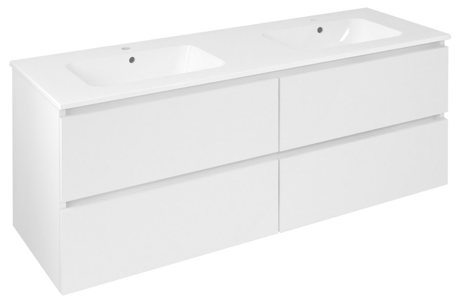 EZ141-3030 (60259) EZARA dvojumyvadlová skříňka 140x55x46cm, bílá lesk EZ141-3030