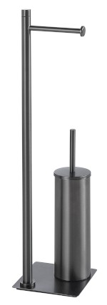 TRILLY stojan s držákem na toaletní papír a WC štětkou, hranatý, gun metal TR3281