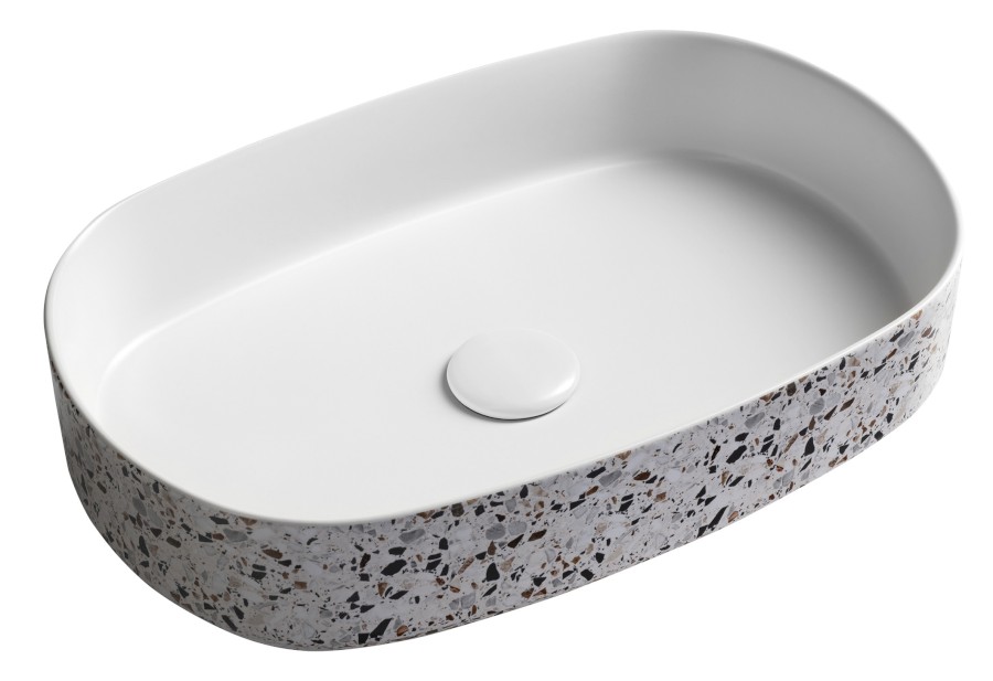 10NF65055-2L-TRZ (61171) INFINITY OVAL keramické umyvadlo na desku, 55x36cm, terrazzo 10NF65055-2L-TRZ