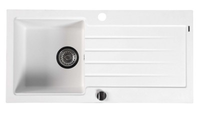 Granitový vestavný dřez s odkapem, 86x43,5cm, bílá GR1601