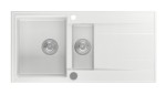 Granitový vestavný dřez s odkapem a vaničkou, 100x50cm, bílá GR1331