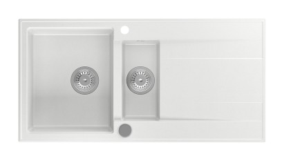 Granitový vestavný dřez s odkapem a vaničkou, 100x50cm, bílá GR1331