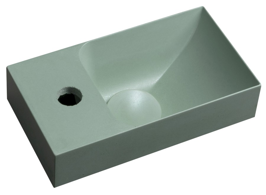 PK30023 (55153) PICCOLINO betonové umývátko 30,8x17cm, baterie vlevo, zelená mat PK30023