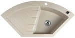 Granitový vestavný dřez rohový s odkapem, 114x57,5cm, béžová GR1932