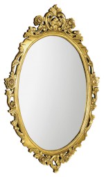 DESNA oválné zrcadlo ve vyřezávaném rámu, 80x100cm, zlatá IN352