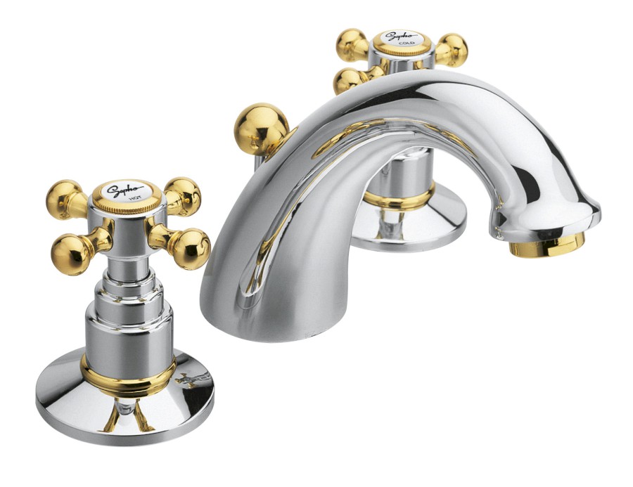 ANTEA tříprvková umyvadlová baterie s výpustí, chrom/zlato 3022