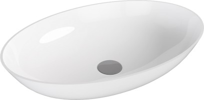 BANERA OVAL umyvadlo na desku, litý mramor, 60x40cm, bílá 14397