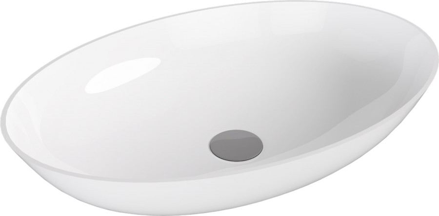 14397 (58413) BANERA OVAL umyvadlo na desku, litý mramor, 60x40cm, bílá 14397