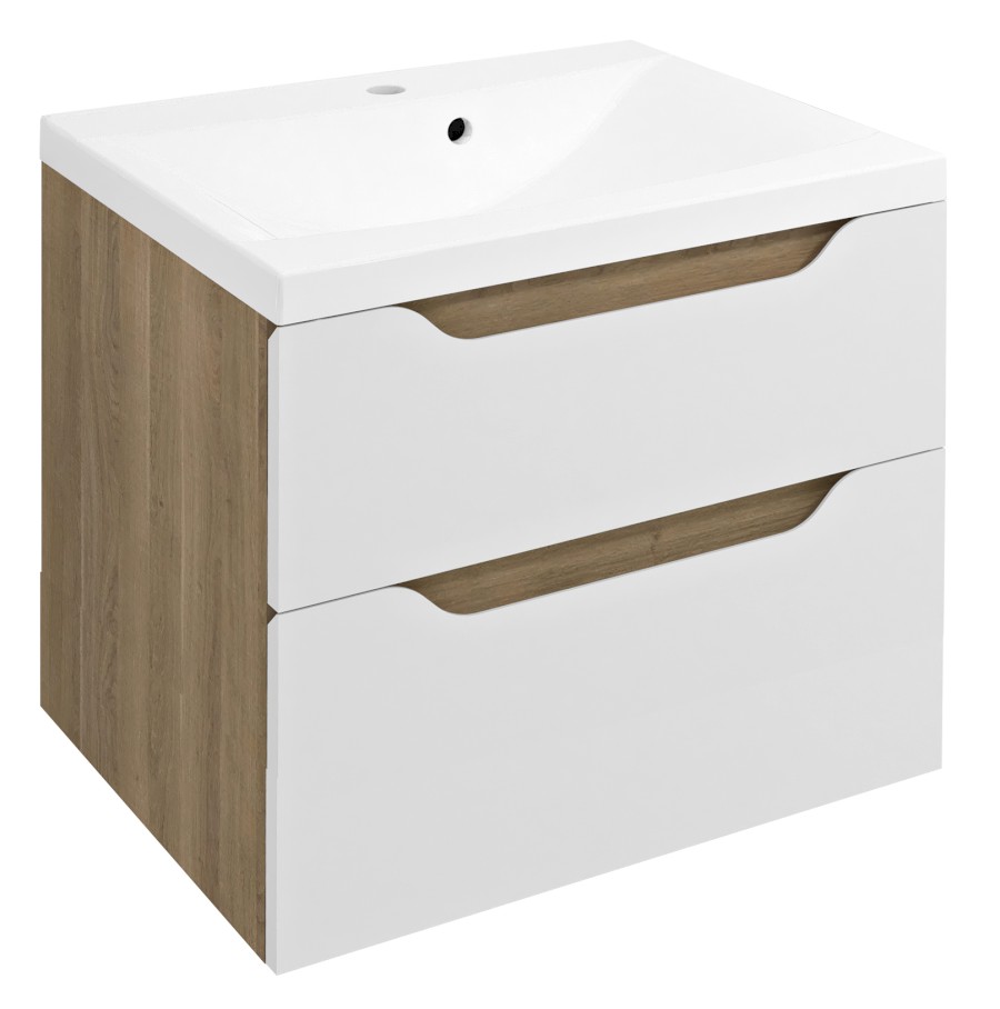 WA060-3025 (59754) WAVE umyvadlová skříňka 60x65x47,8cm, bílá/dub cuneo WA060-3025