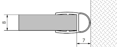 Těsnění mezi sklo a stěnu, sklo 8mm, 2000mm 307A-08