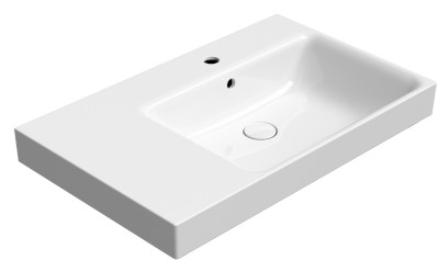 NUBES keramické umyvadlo 80x50cm, s odkládací plochou vlevo, bílá ExtraGlaze 9630111