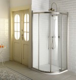 ANTIQUE čtvrtkruh. zástěna 900x900, posuvné dveře dvoukřídlé, ČIRÉ sklo, bronz GQ5290C