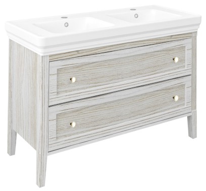 CROSS umyvadlová skříňka 116x77,5x49,5cm, 2x zásuvka, starobílá CR225