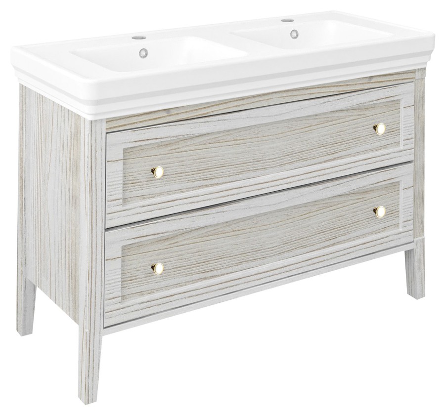 CROSS umyvadlová skříňka 116x77,5x49,5cm, 2x zásuvka, starobílá CR225