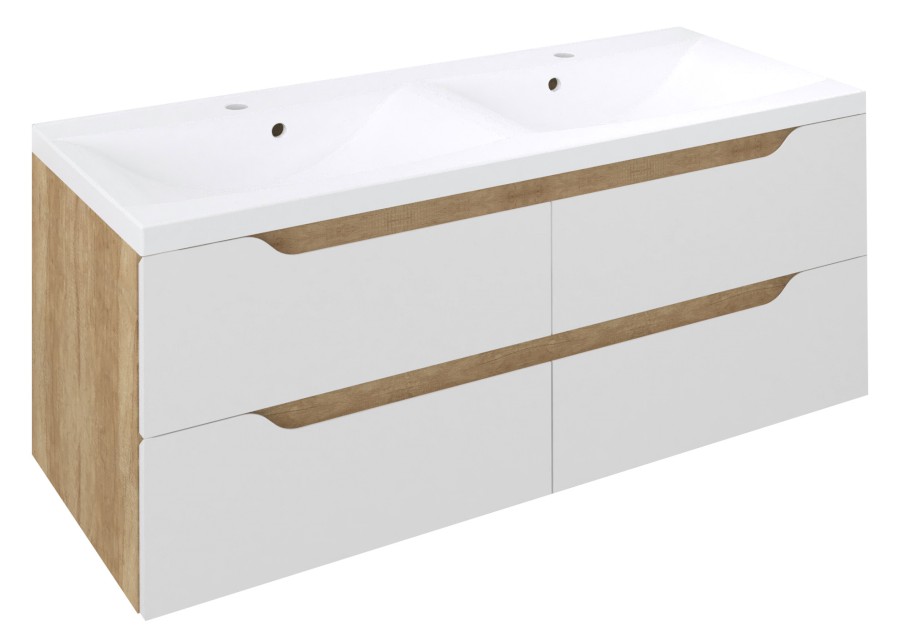 WAVE dvojumyvadlová skříňka 119,7x50x47,8cm, bílá/dub alabama WA120-3022