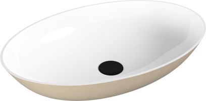 BANERA OVAL umyvadlo na desku, litý mramor, 60x40cm, bílá/béžová mat 14397.82