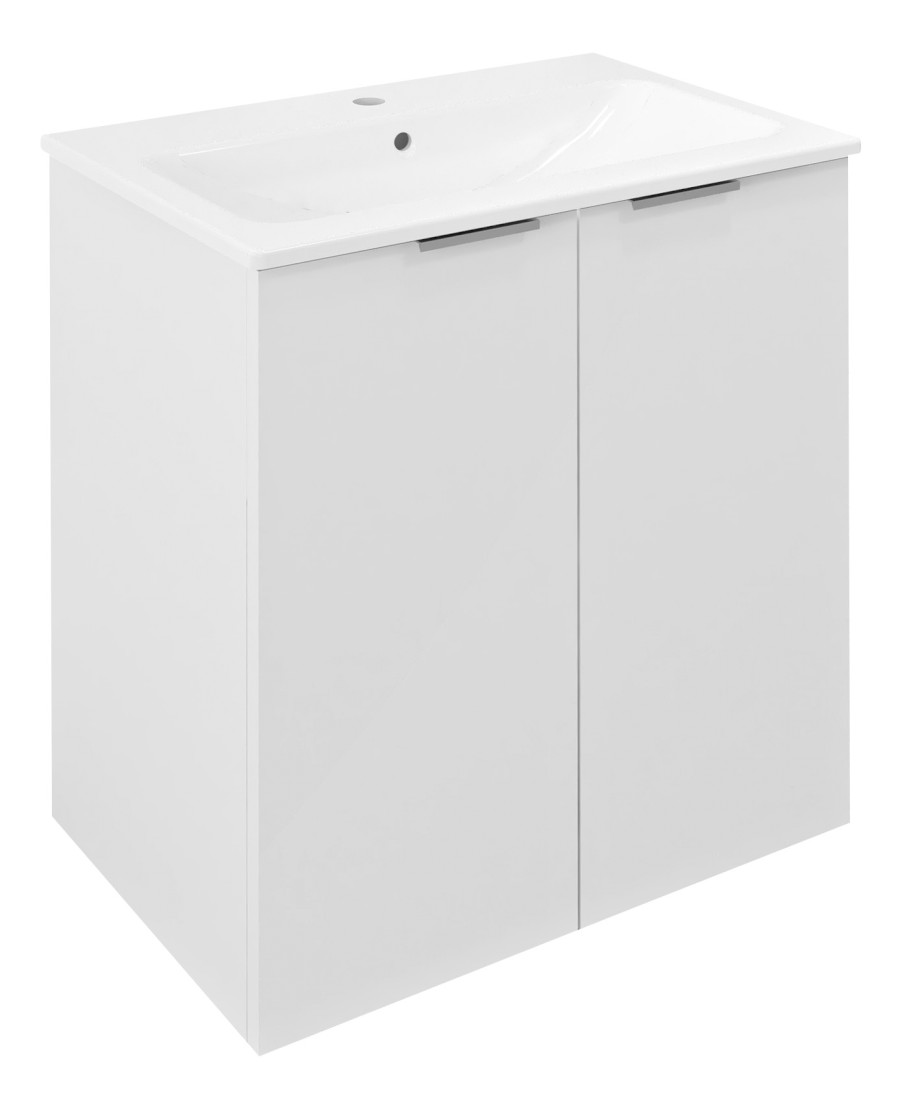 CIRASA umyvadlová skříňka 58x64x39cm, 2x dvířka, bílá lesk CR581-3030