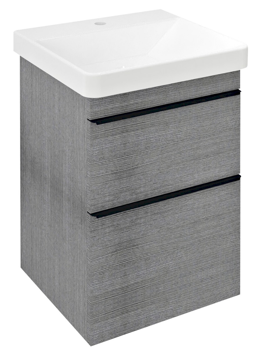 SITIA umyvadlová skříňka 46,4x70x44,2cm, 2xzásuvka, dub stříbrný SI050-1111