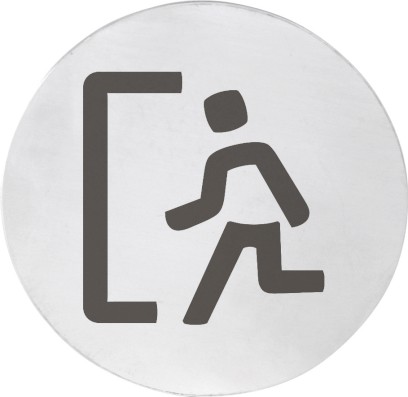 Cedule únikový východ, Ø 75mm, nerez mat XP128