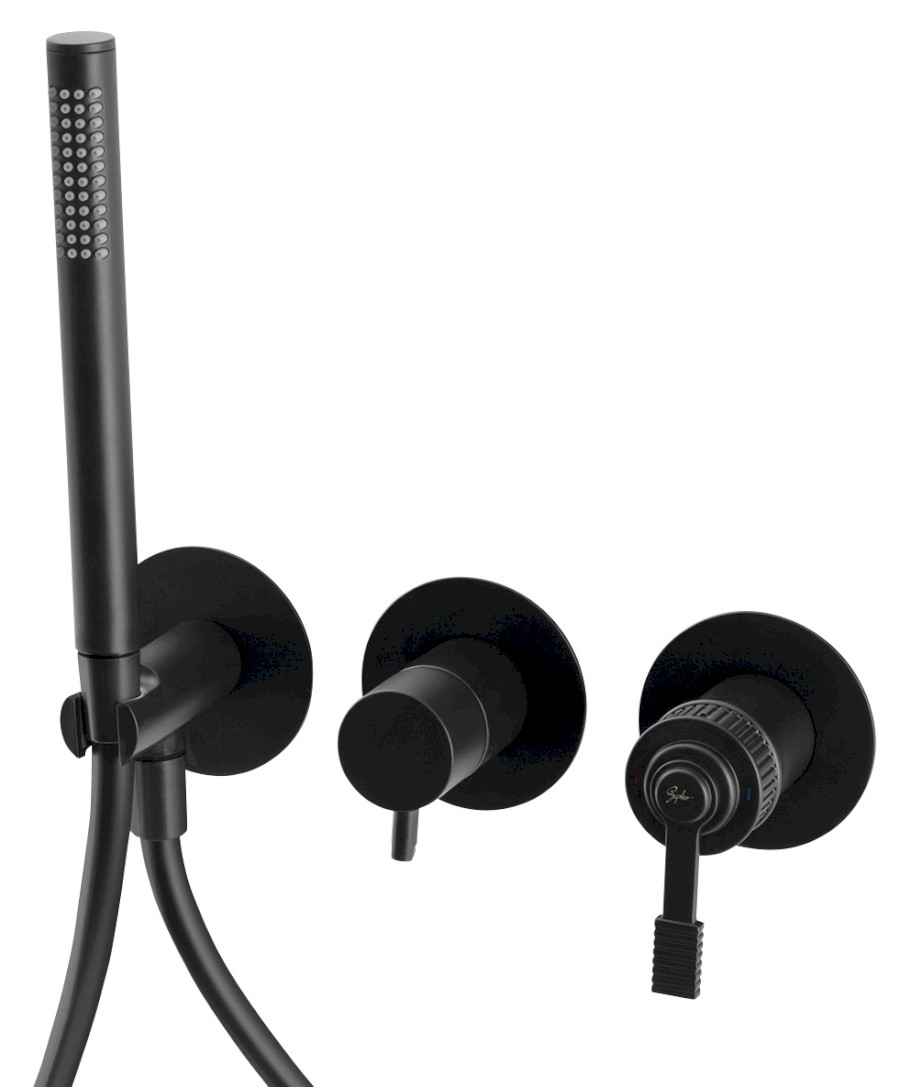 RV052/15 (57773) VERSI podomítková sprchová/vanová baterie s ruční sprchou, 2 výstupy, černá mat RV052/15