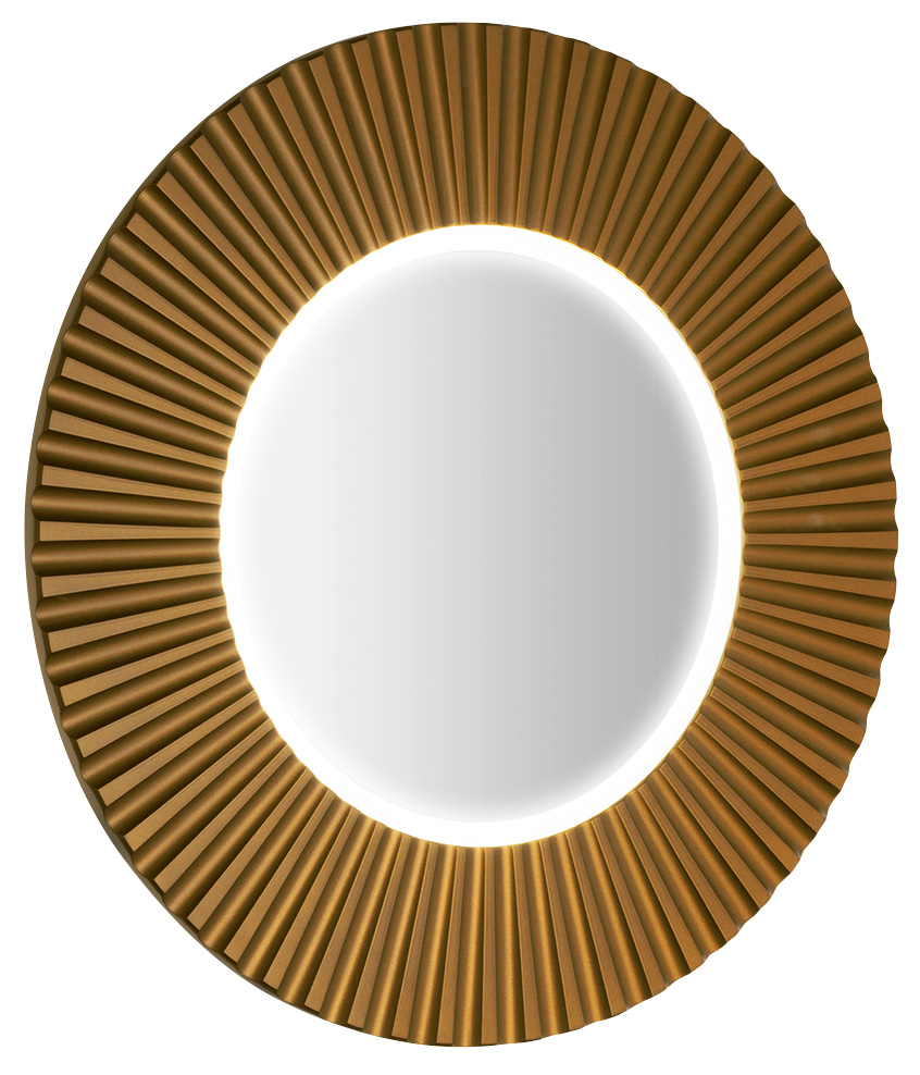 PRIDE STRIP kulaté zrcadlo s LED osvětlením v rámu ø 90cm, bronz PD954