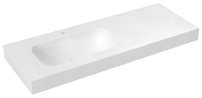 EMICO umyvadlo, Rockstone, 160x50cm, límec L, levé, bílá mat EM160-B1L-L