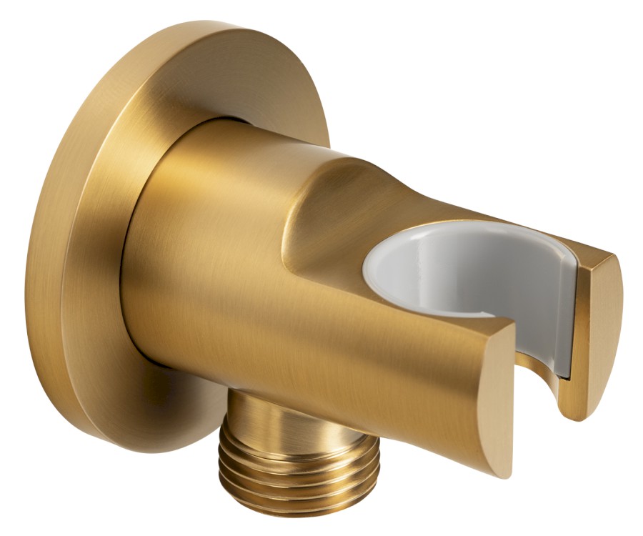 1205-09GB (50088) Držák sprchy kulatý, pevný, s vyústěním, zlato mat 1205-09GB