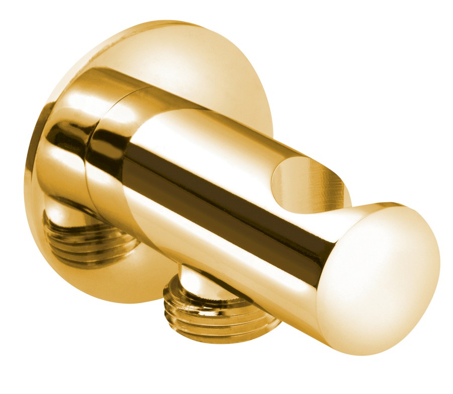 Držák sprchy kulatý, pevný, s vyústěním, zlato SG203OR