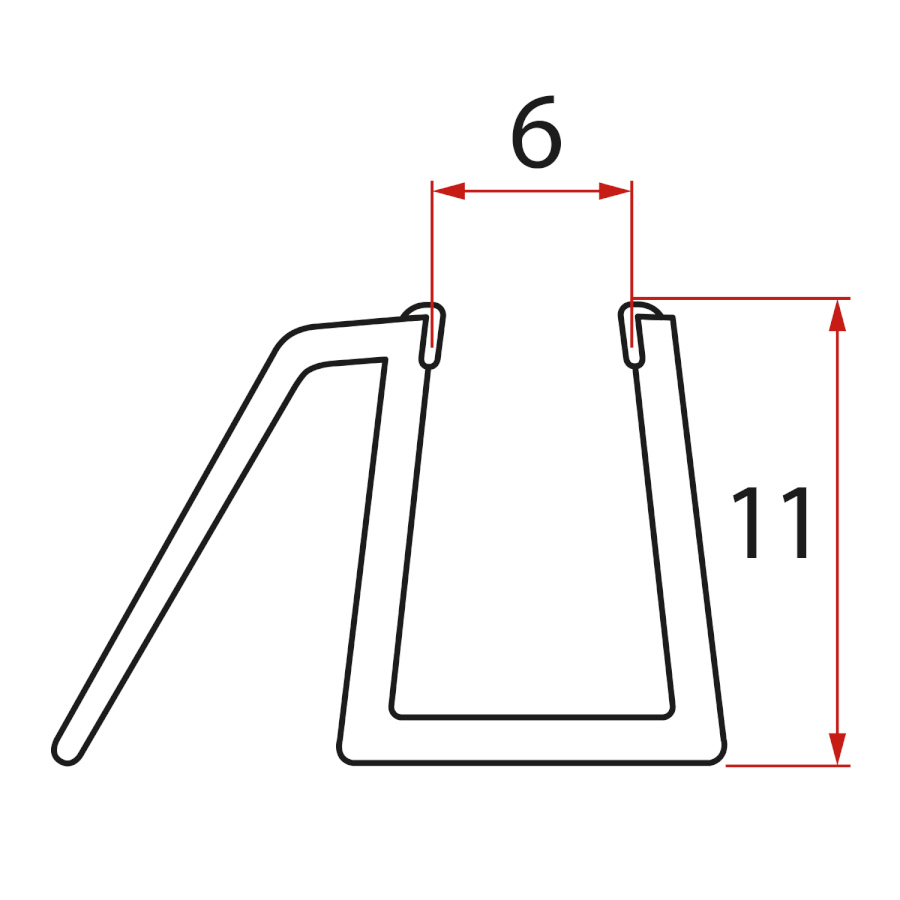 NDGE03 (14489) Spodní těsnění na otočné sklo 6mm, 700mm NDGE03