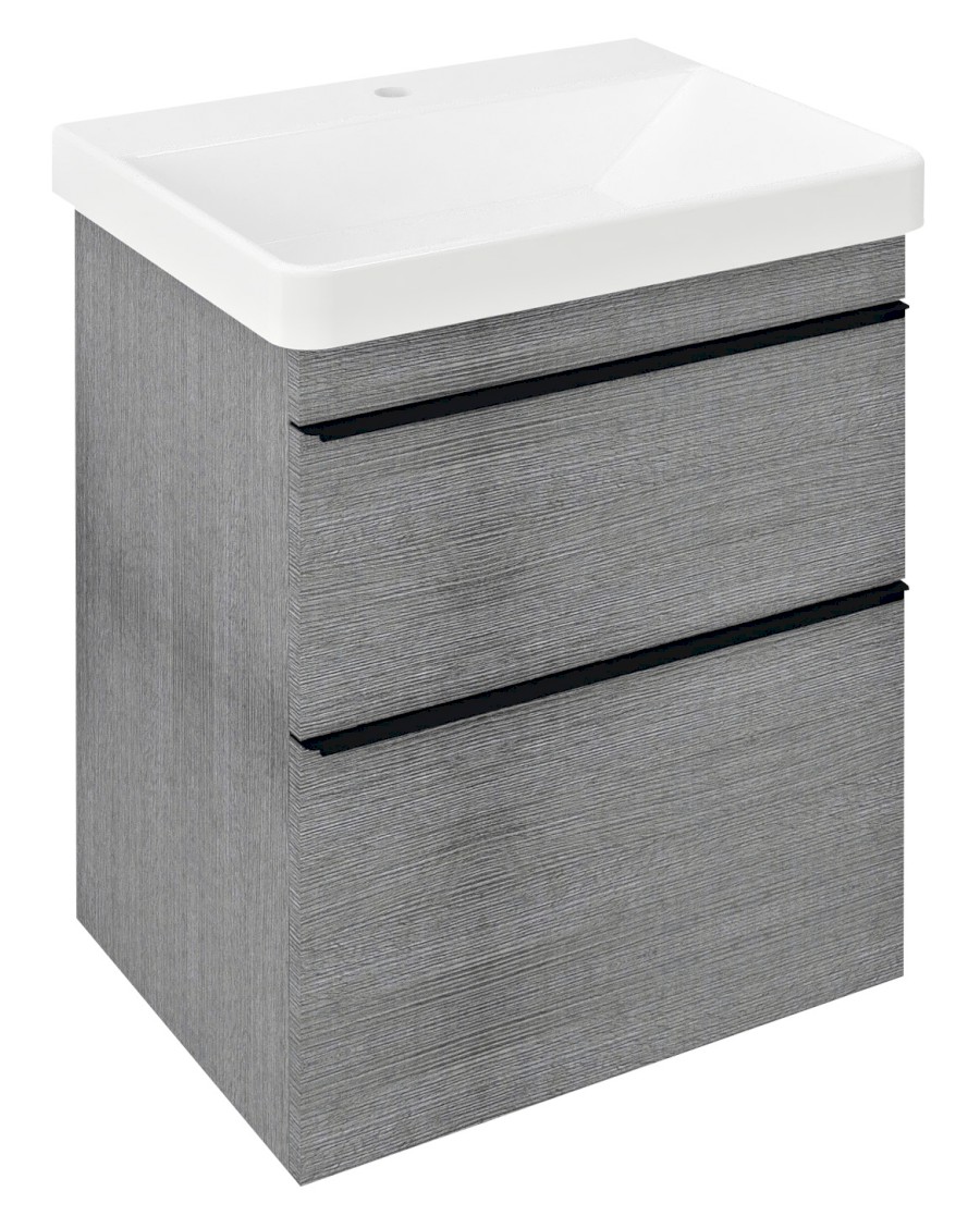 SITIA umyvadlová skříňka 56,4x70x44,2cm, 2xzásuvka, dub stříbrný SI060-1111