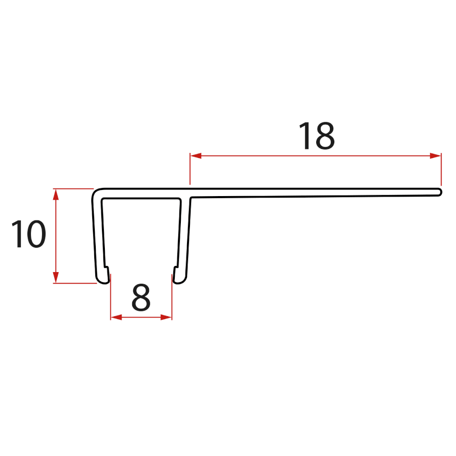 NDTL03 (49049) Set svislých těsnění pro sklo 8/8mm, 2000mm NDTL03