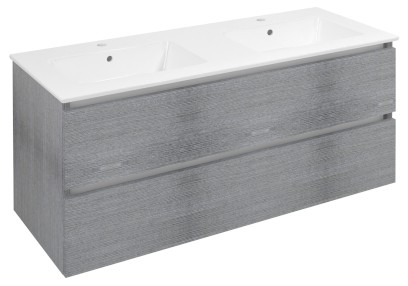 EZARA dvojumyvadlová skříňka 120x55x46cm, dub stříbrný EZ121-1111
