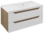 WA093-3025 (59751) WAVE umyvadlová skříňka 89,7x45x47,8cm, pravá, bílá/dub cuneo WA093-3025